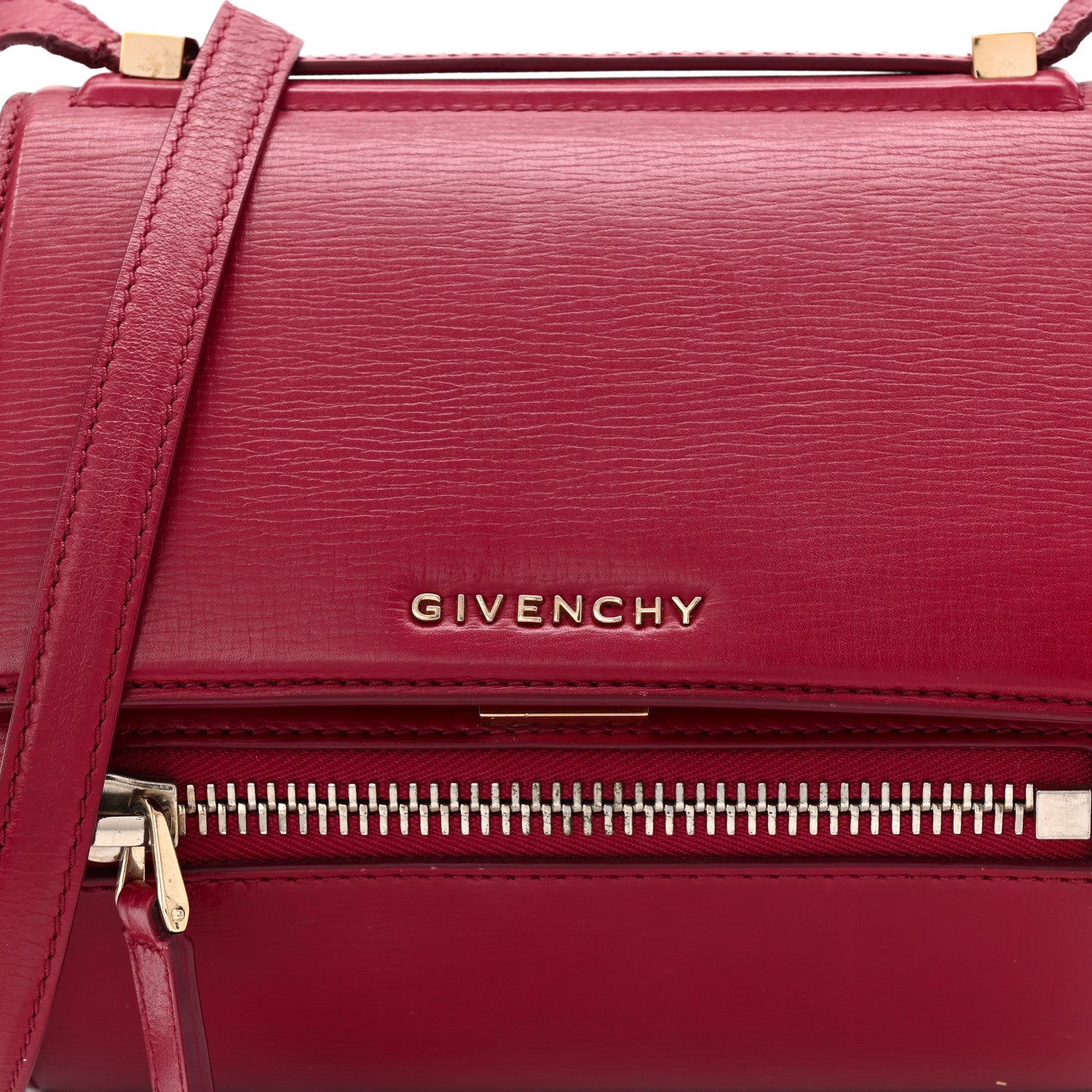 Givenchy Textured Calfskin Mini Pandora Box Crossbody Bag Magenta 8 of 12