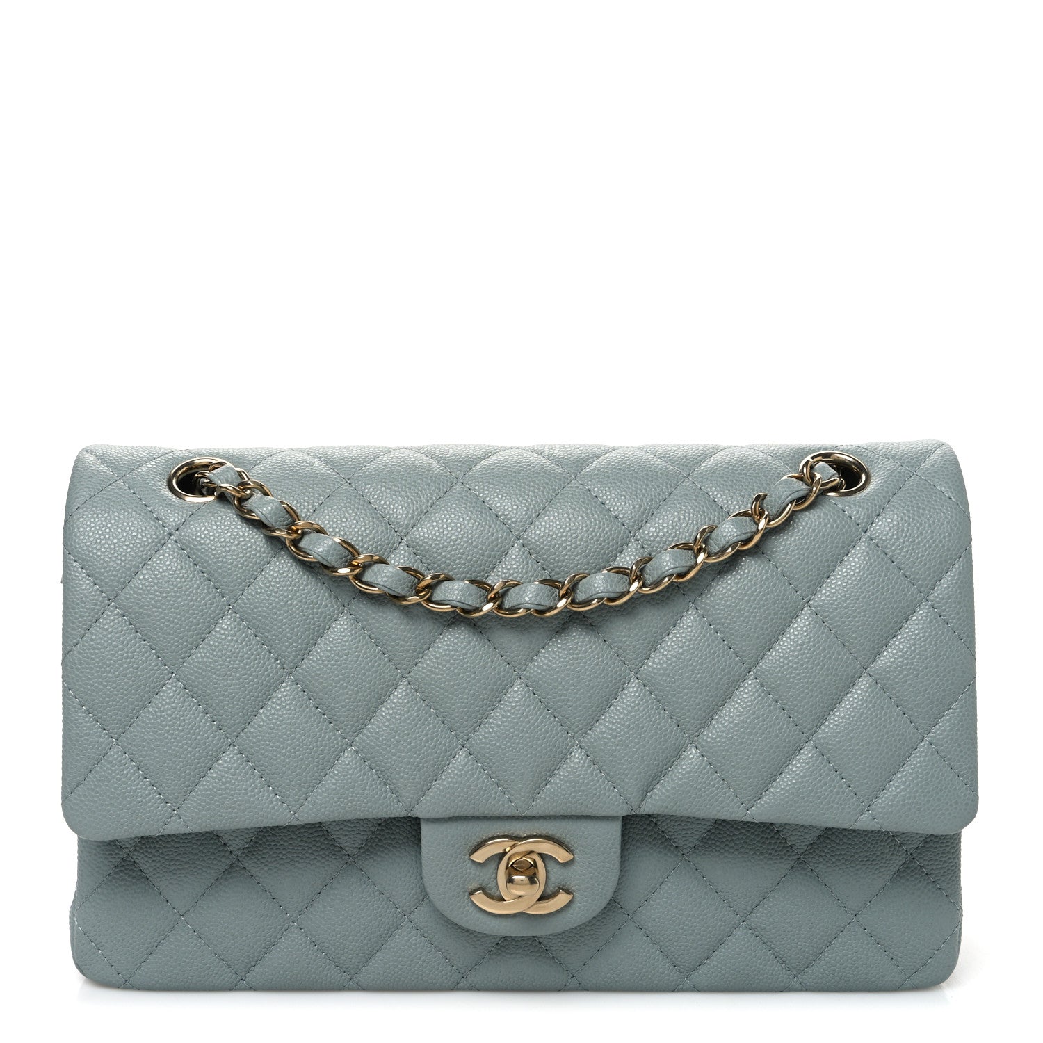 Chanel Caviar Quilted Medium Double Flap Light Green 1 of 10