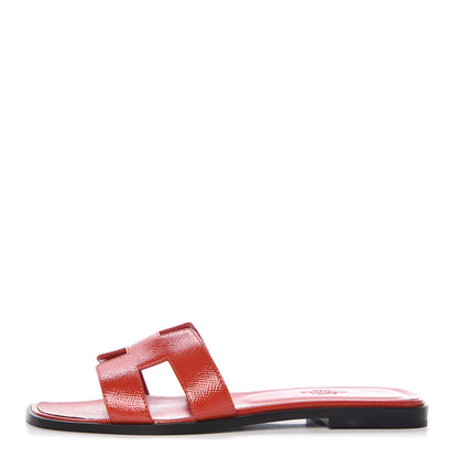Hermes Patent Epsom Oran Sandals 38 Jasper Rouge 1 of 8