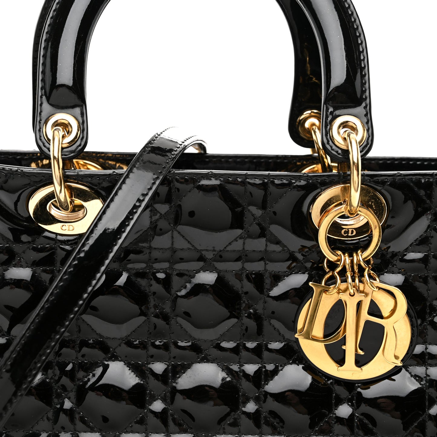 Patent Cannage Large Lady Dior Black
