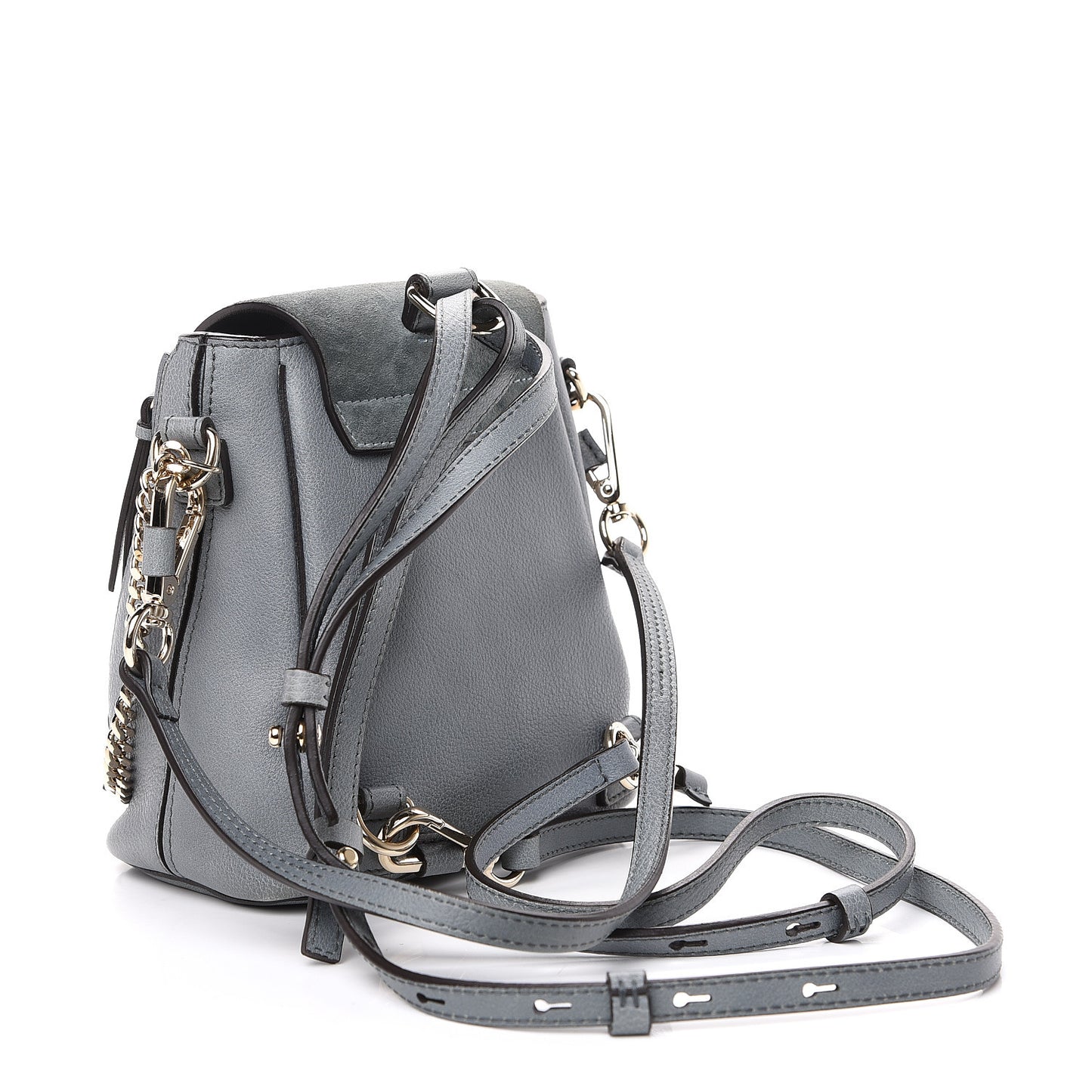 Suede Calfskin Mini Faye Backpack Cloudy Blue