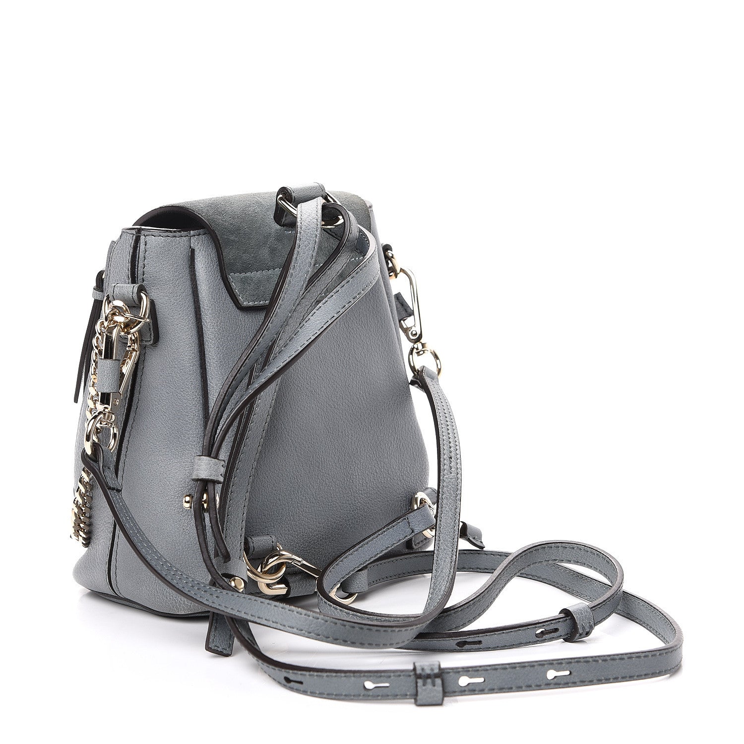 Chloe Suede Calfskin Mini Faye Backpack Cloudy Blue 2 of 9