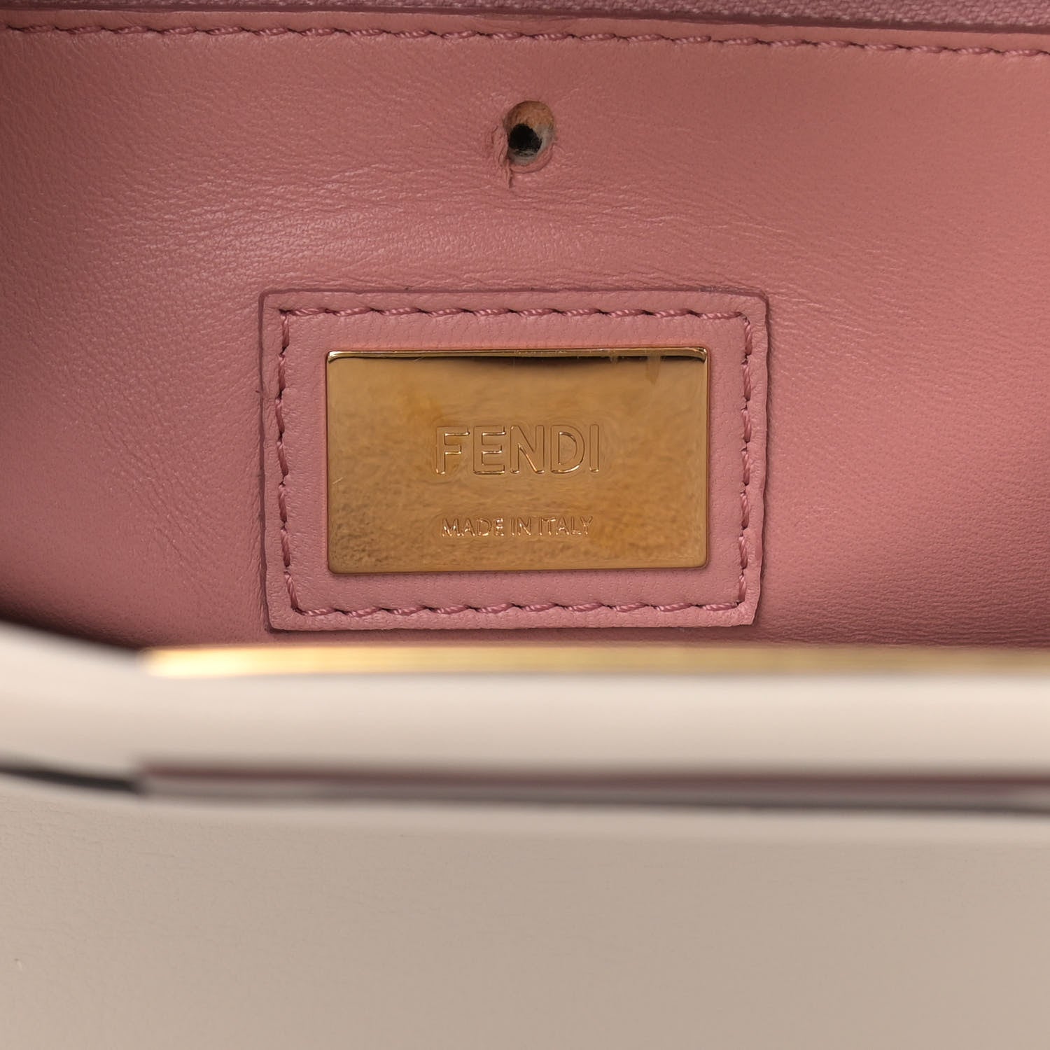 Fendi Vitello Seta Shiny Nappa Medium Peekaboo Iconic Satchel Grigio Polvere Bois de Rose 7 of 13