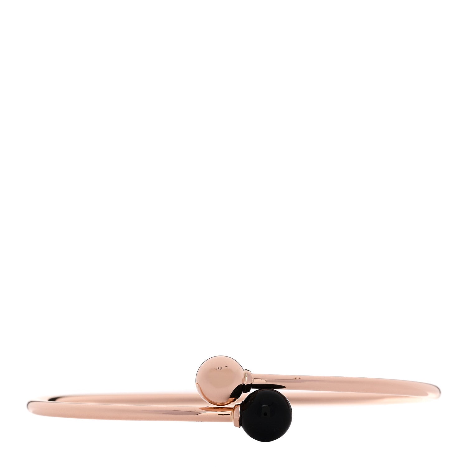 Tiffany 18K Rose Gold Black Onyx 8mm HardWear Ball Bypass Bracelet 1 of 4
