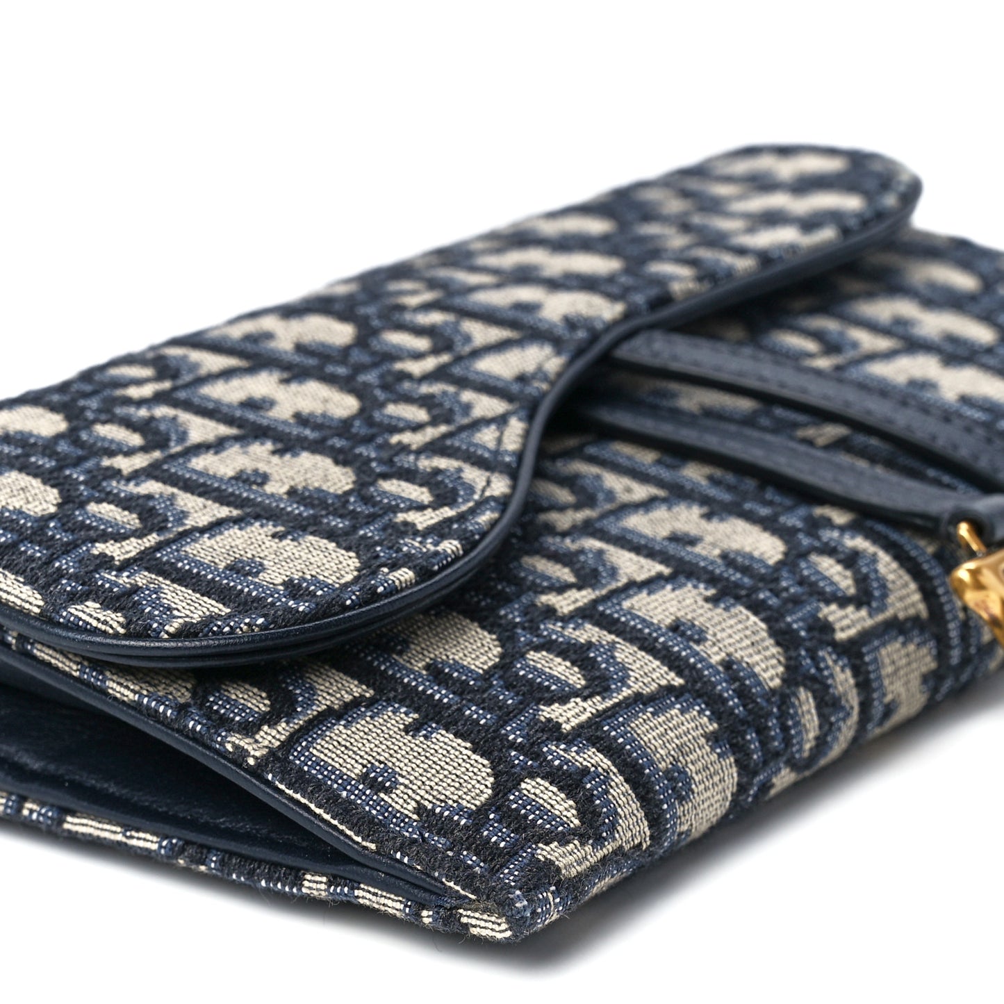 Oblique Saddle Chain Long Wallet Blue