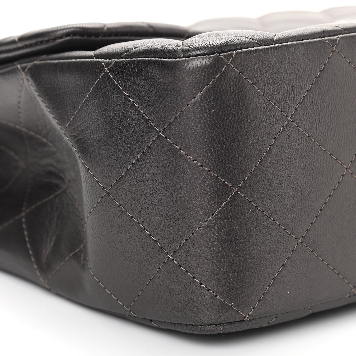 Chanel Metallic Lambskin Quilted Jumbo Single Flap Dark Grey 9 of 12