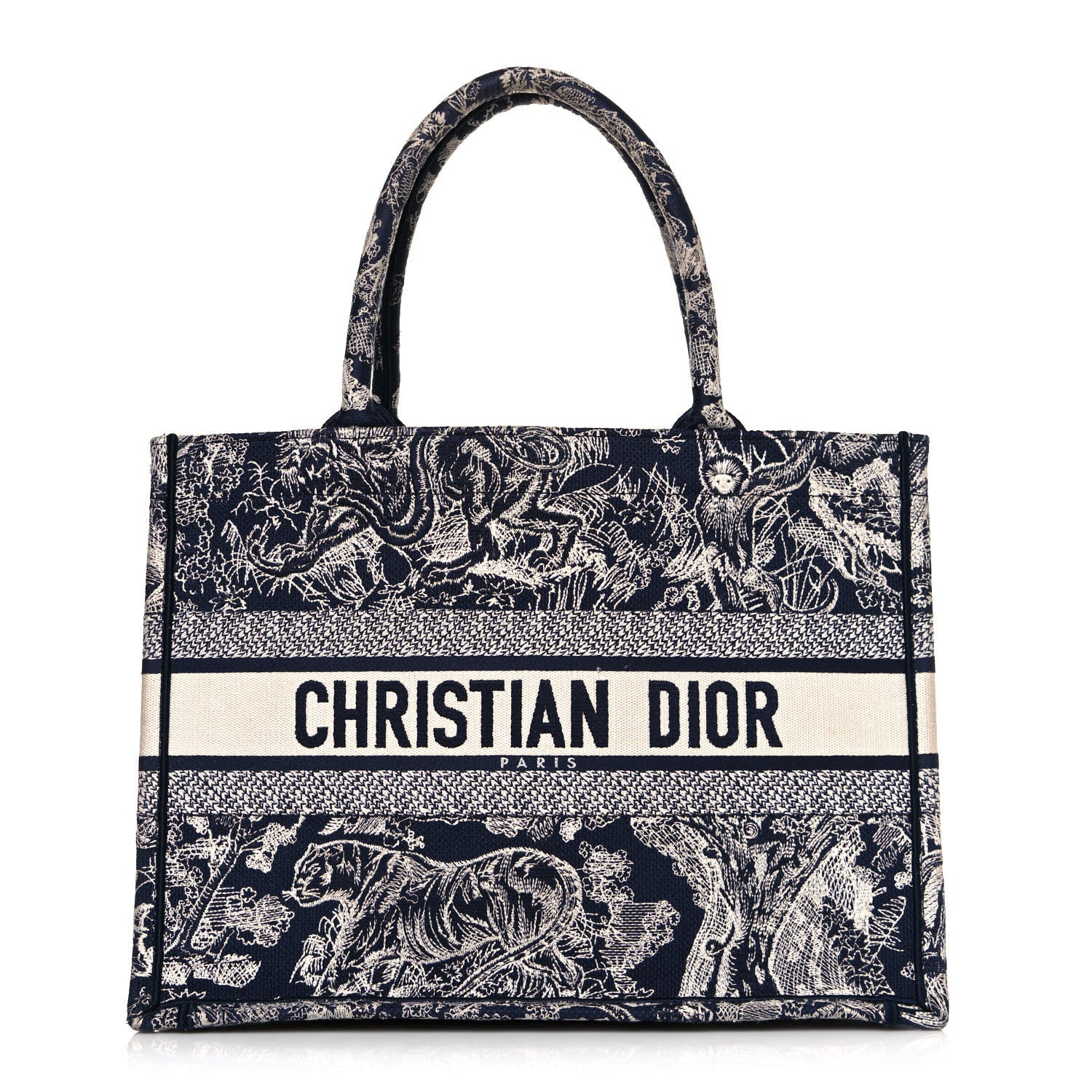 Christian Dior Canvas Embroidered Medium Dioriviera Toile De Jouy Book Tote Blue 1 of 15