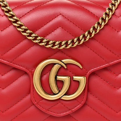 Gucci Calfskin Matelasse GG Marmont Chain Wallet Hibiscus Red 9 of 18
