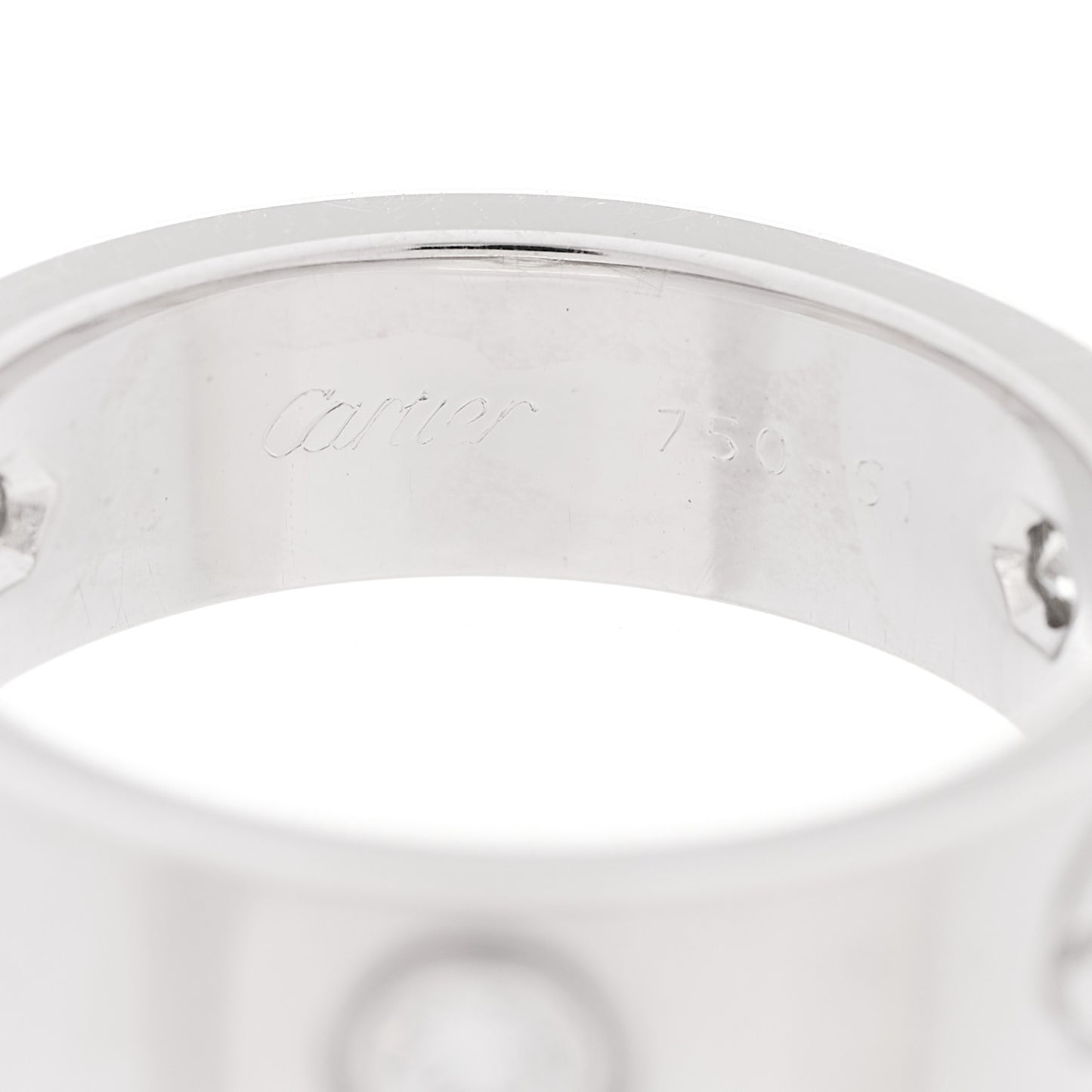 18K White Gold 3 Diamond 5.5mm LOVE Ring 51 5.75