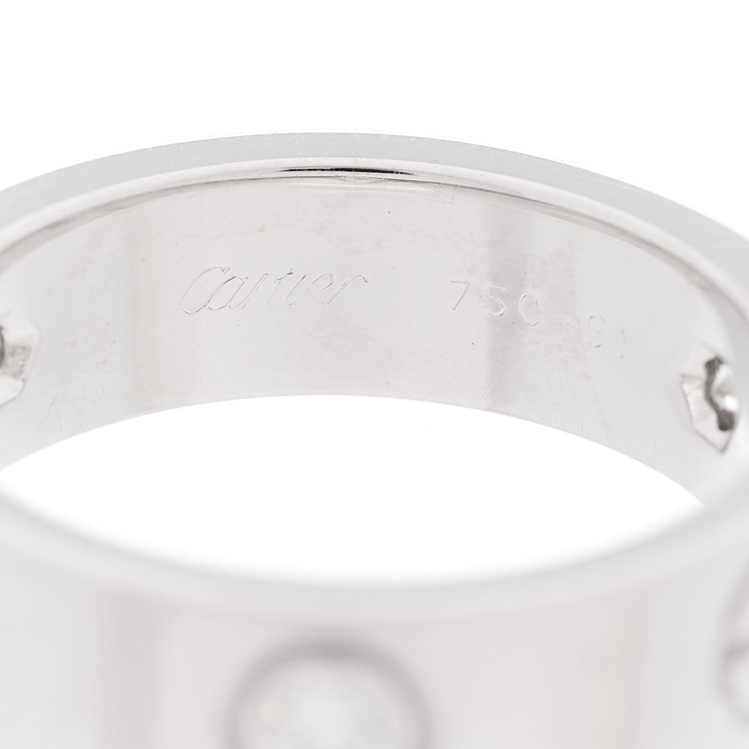 Cartier 18K White Gold 3 Diamond 5.5mm LOVE Ring 51 5.75 4 of 6