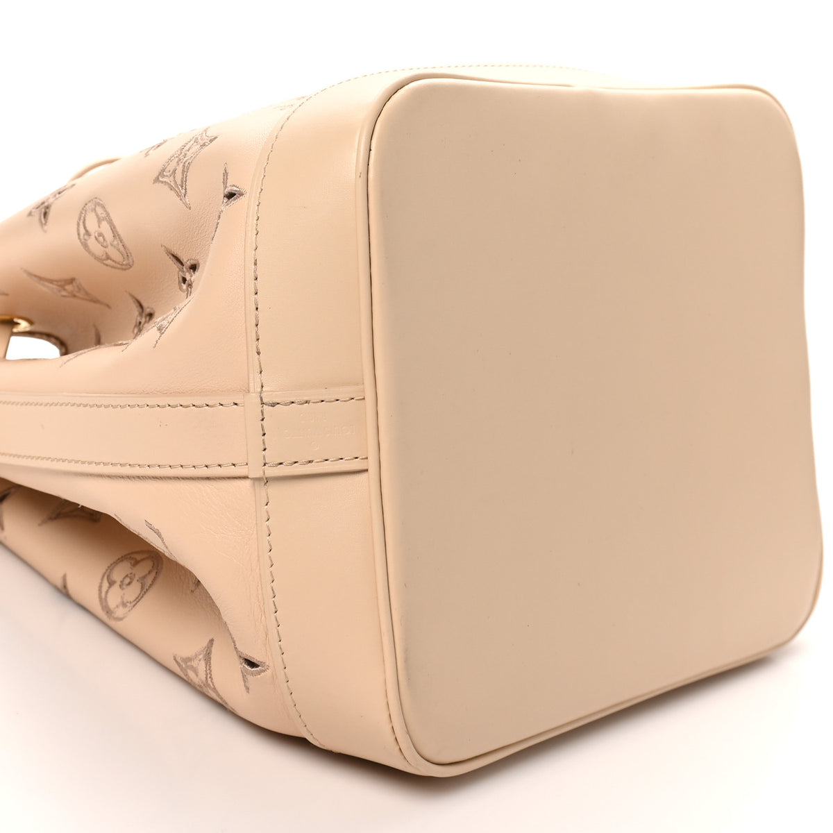Louis Vuitton Calfskin Monogram Cutout Petit Noe Neutral 8 of 9