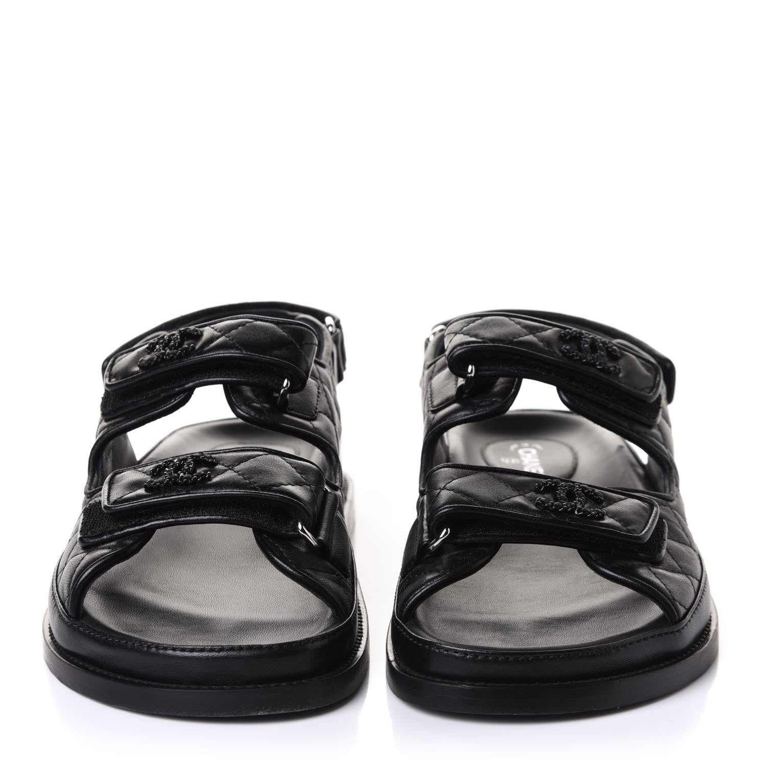 Chanel Lambskin Quilted Velcro Dad Sandals 39 So Black 2 of 10