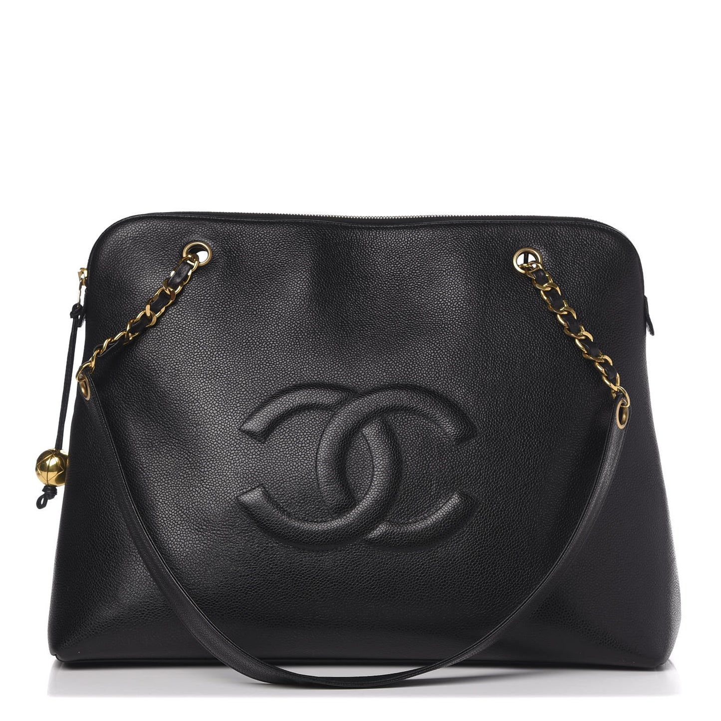 Caviar Large CC Shoulder Bag Black