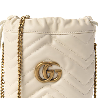 Gucci Calfskin Matelasse Mini GG Marmont 2.0 Bucket Bag White 10 of 11