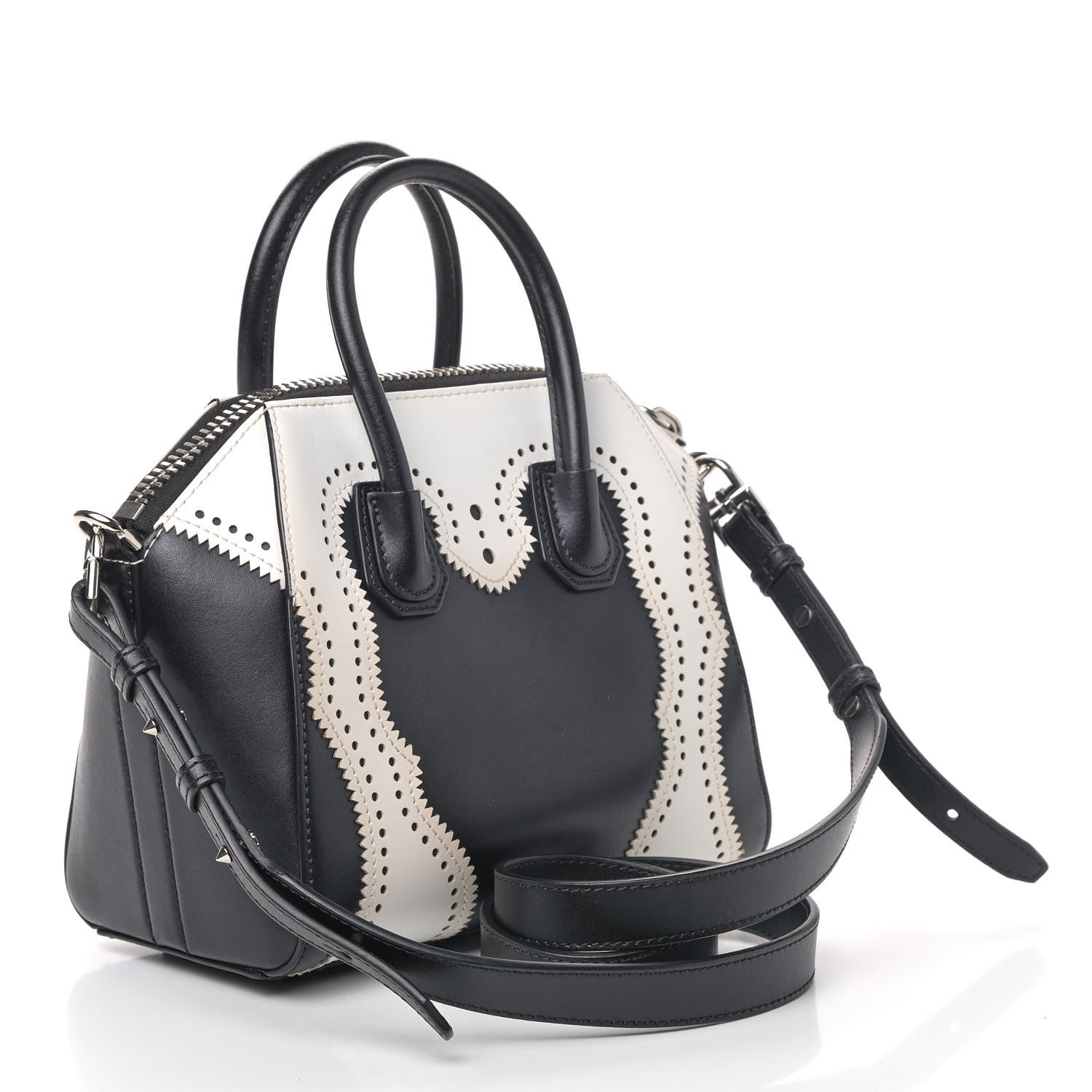 Givenchy Calfskin Brogue Mini Antigona Black White 2 of 4