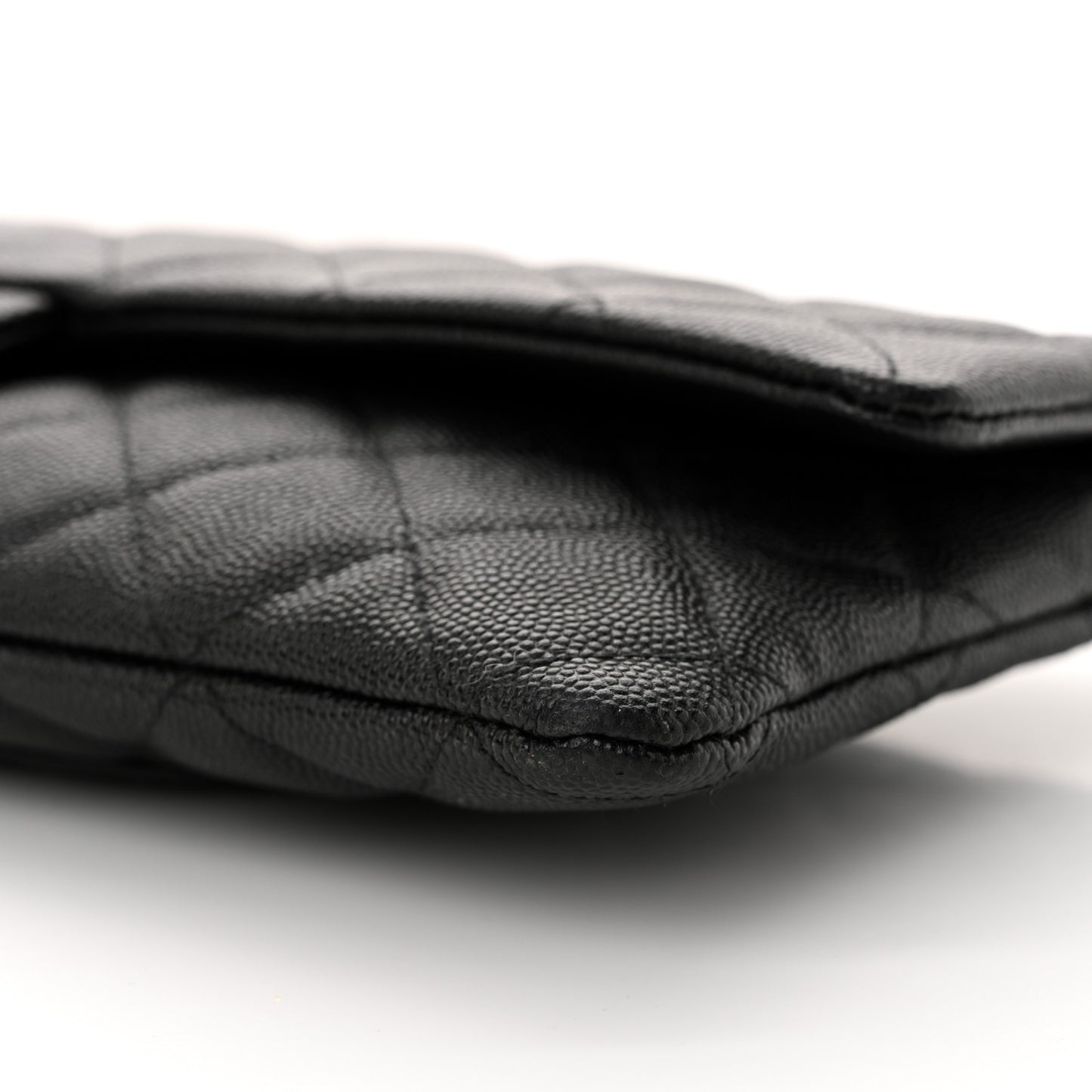 Caviar Quilted Flap Clutch Black