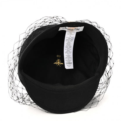 Christian Dior Cotton Canvas Arty Cap with Veil 58 Black 7 of 10