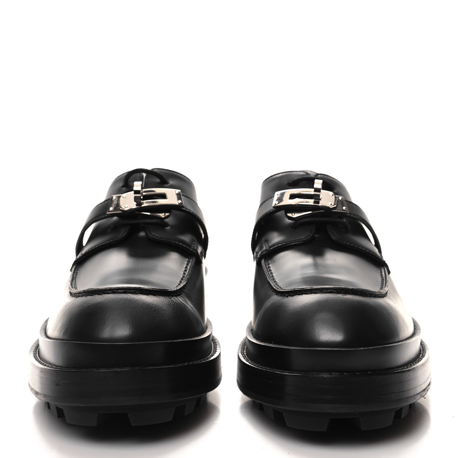 Hermes Calfskin First Derby Shoes 38 Black 2 of 10