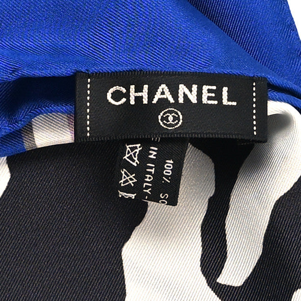 Silk CC Logo Mountains Square Scarf Blue Multicolor
