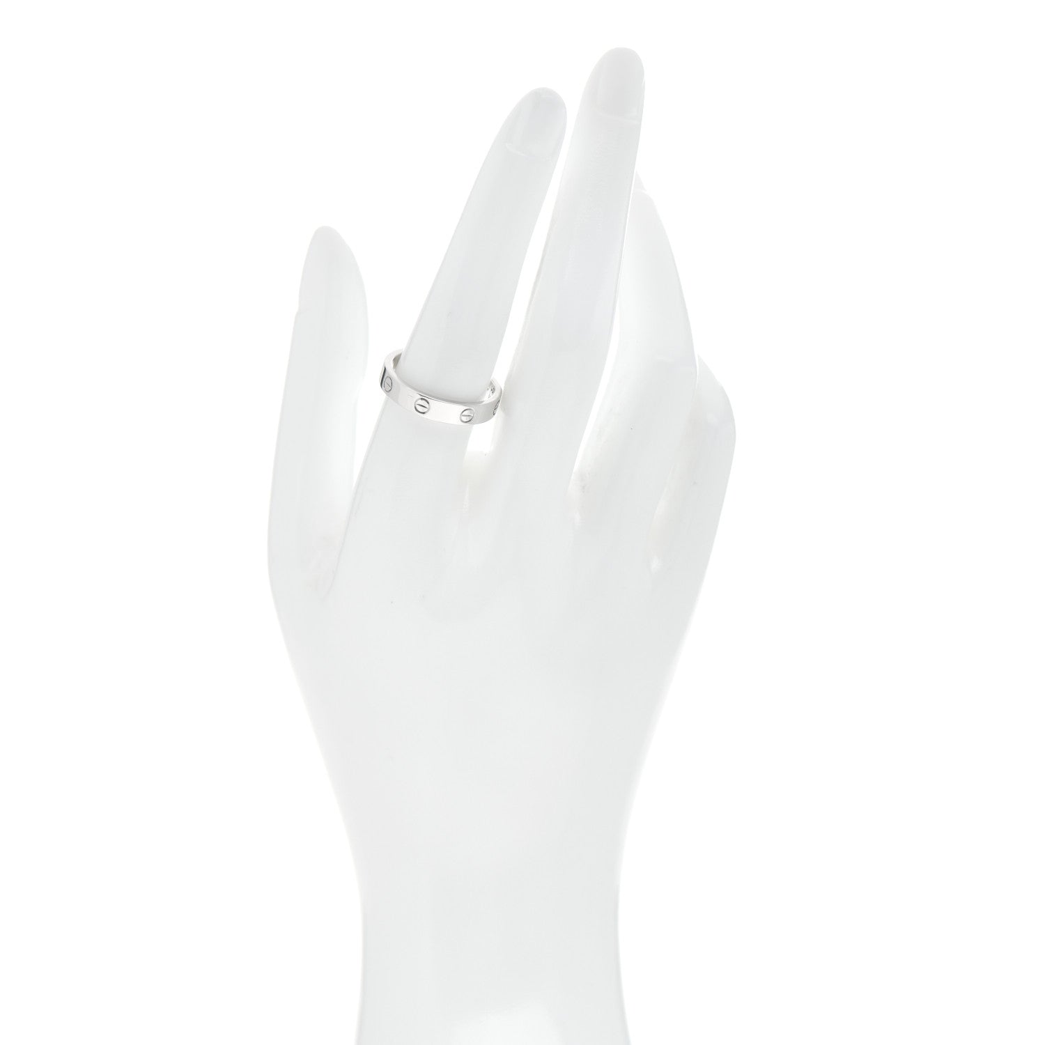 Cartier 18K White Gold Diamond 4mm LOVE Wedding Band Ring 58 8.25 2 of 5