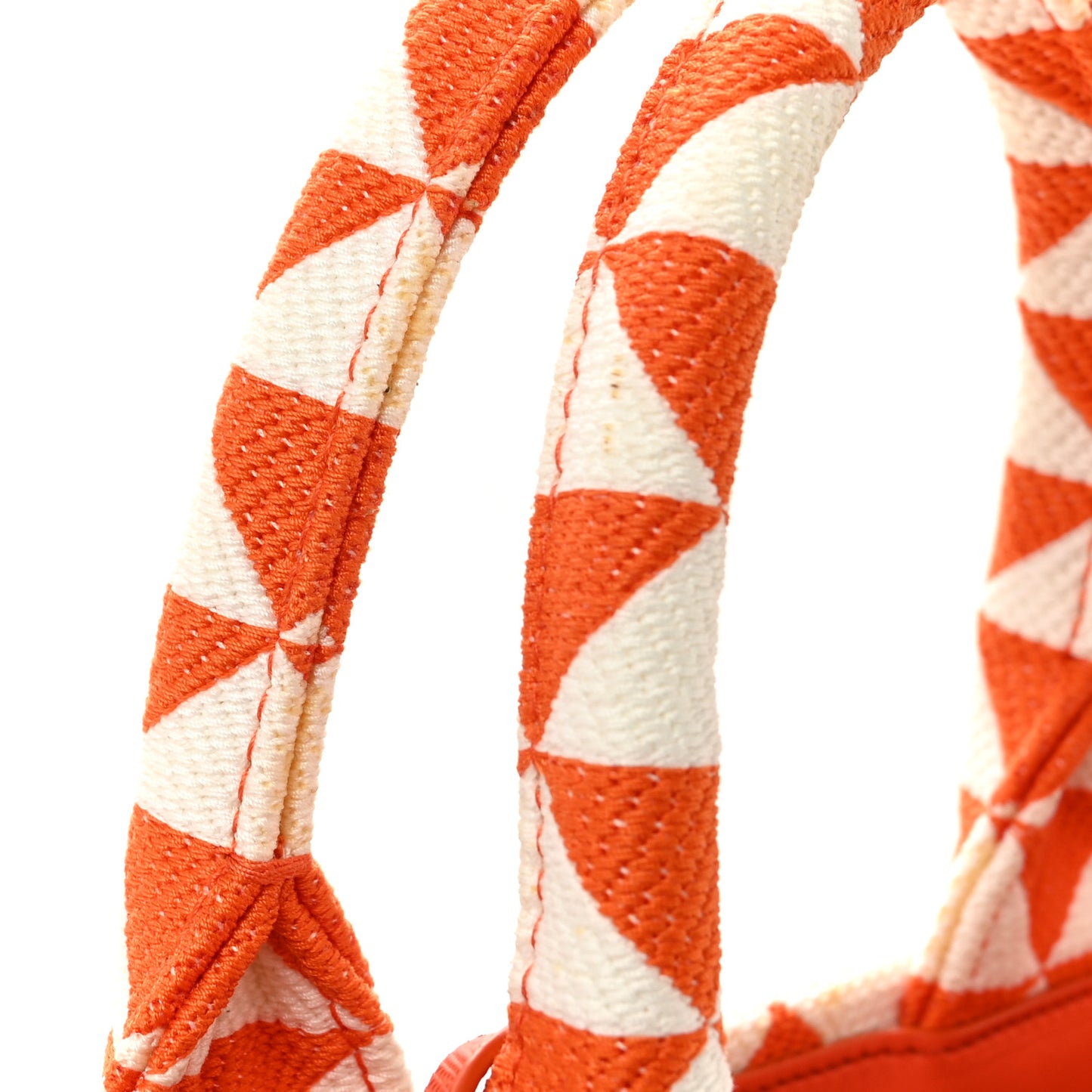 Jacquard Saffiano Triangolo Symbole Embroidered Small Tote Arancio White
