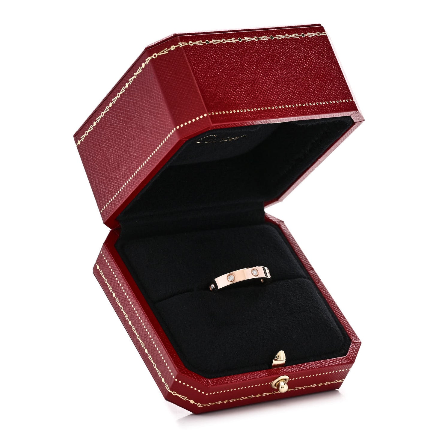 18K Pink Gold 8 Diamond 4mm LOVE Wedding Band Ring 60 9