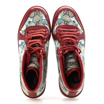 Gucci GG Supreme Monogram Blooms Womens High Top Sneakers 36.5 Beige Blue Navy Red 2 of 9