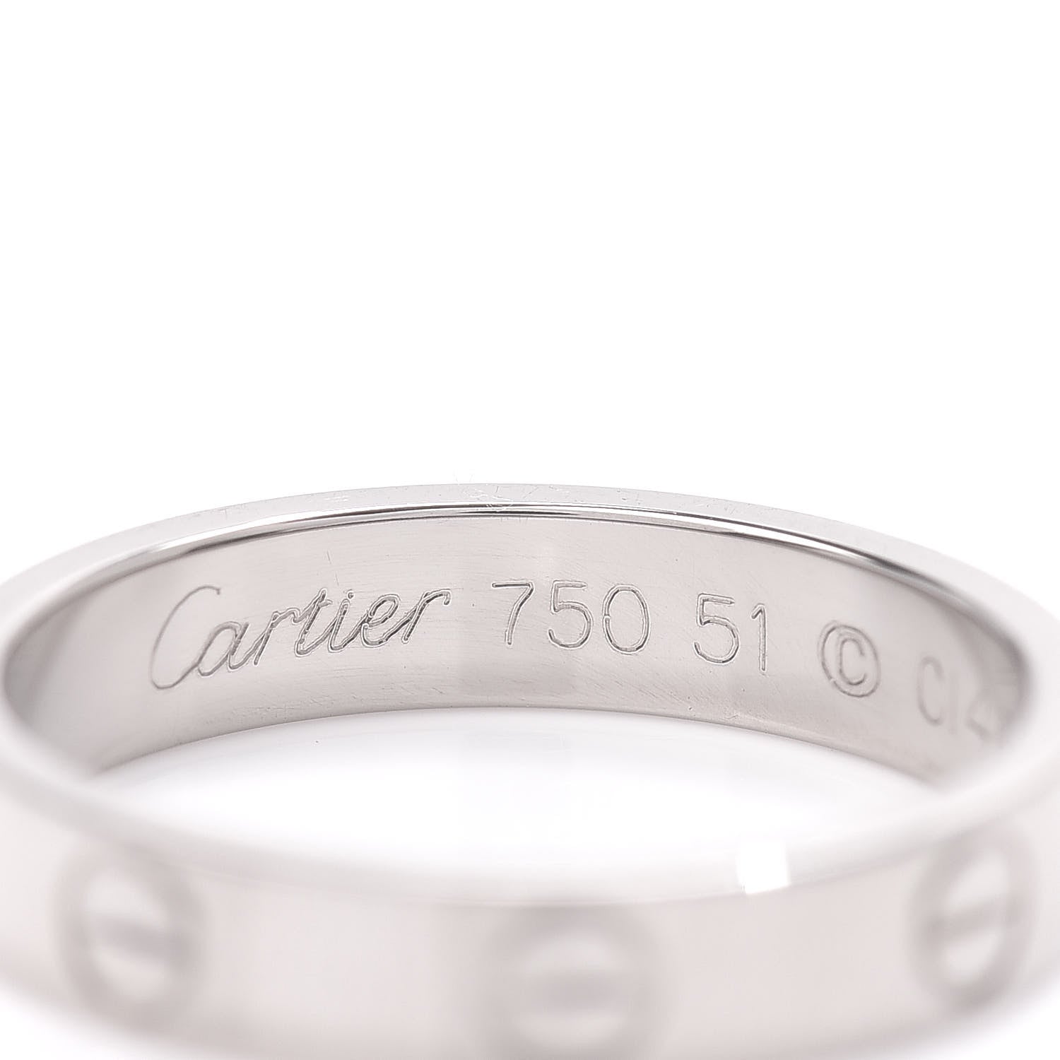 Cartier 18K White Gold 3.5mm LOVE Wedding Band Ring 51 5.75 4 of 4