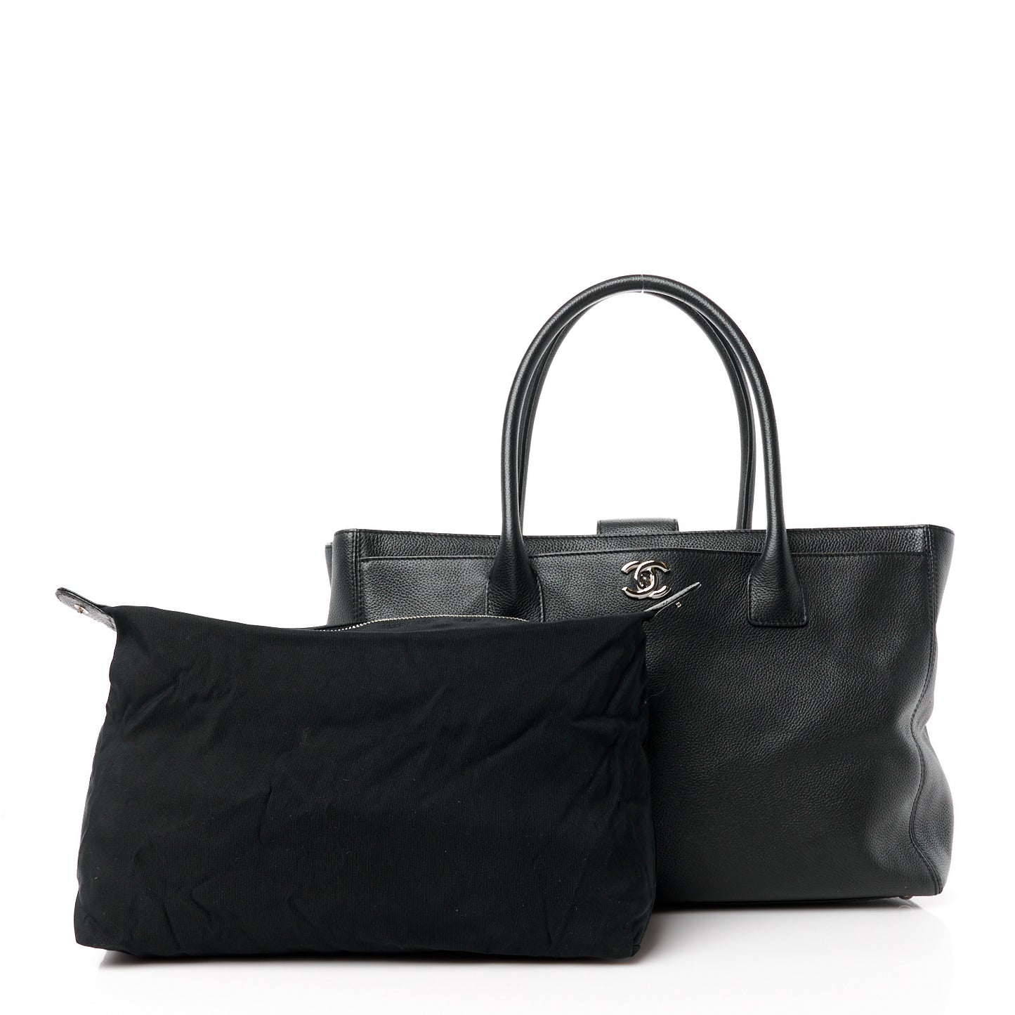 Calfskin Cerf Executive Shopper Tote Black