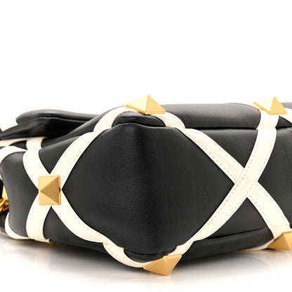 Valentino Garavani Nappa Large Roman Stud Shoulder Bag Black White 8 of 9