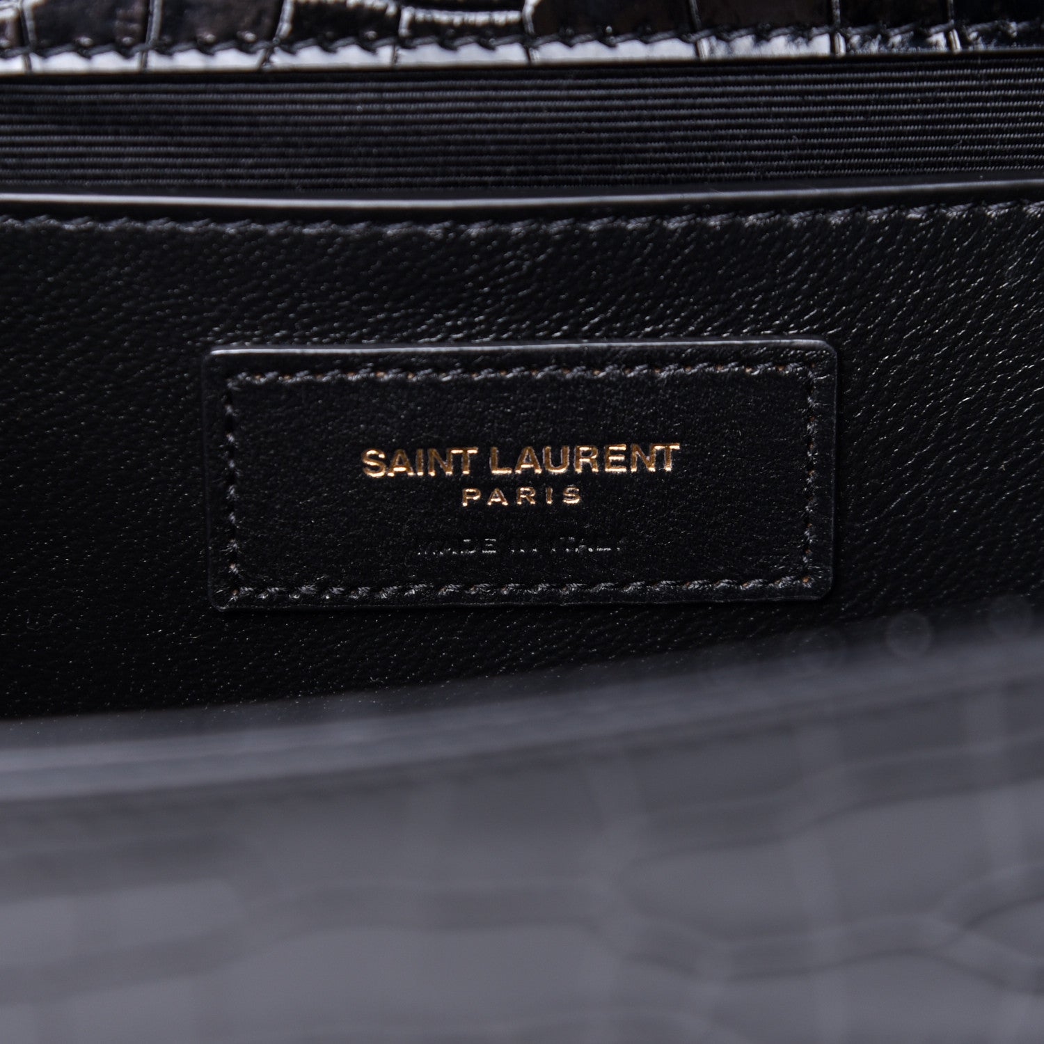 Saint Laurent Calfskin Crocodile Embossed Medium Classic Monogram Kate Tassel Satchel Black 7 of 10
