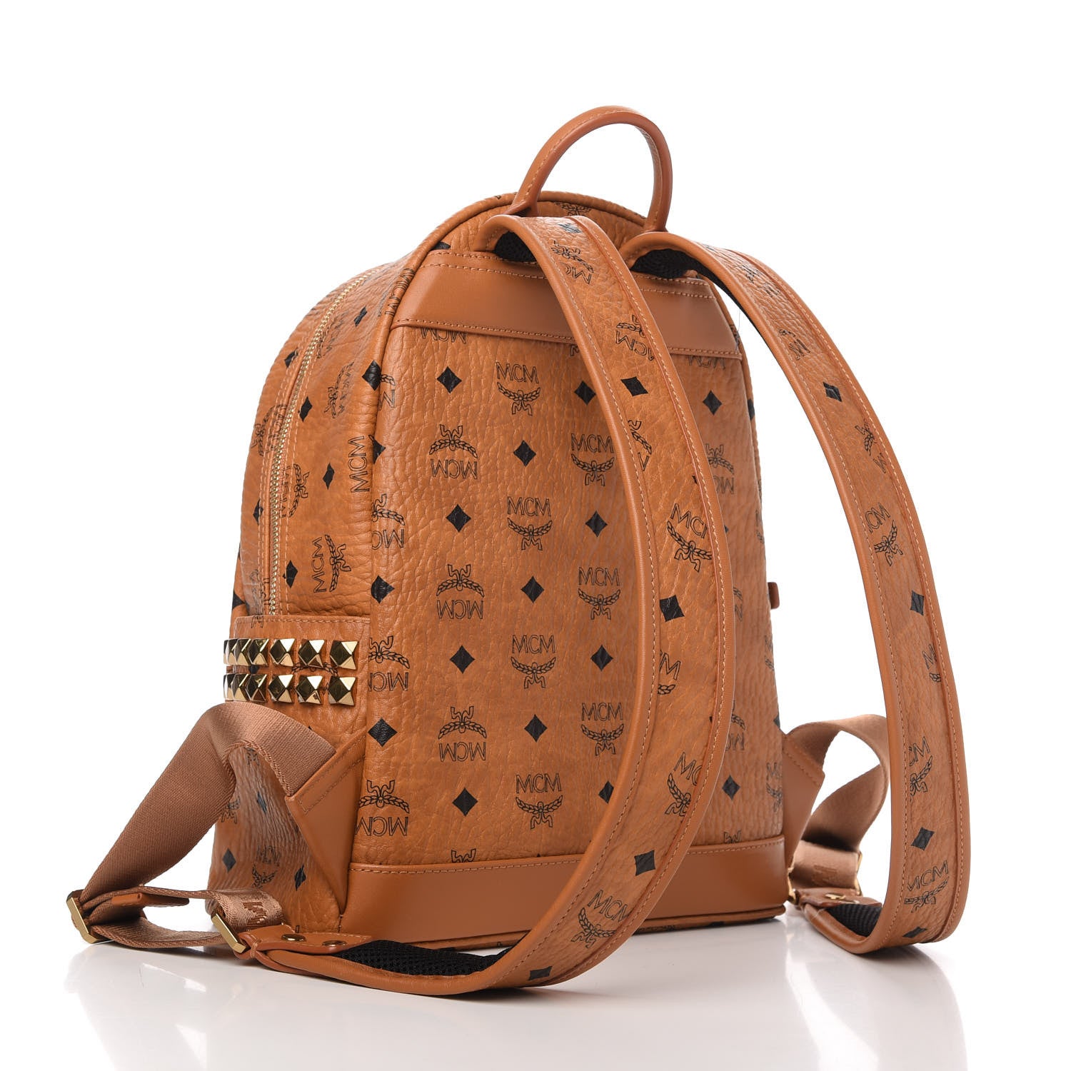 MCM Visetos Small Side Stud Stark Backpack Cognac 3 of 9