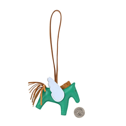 Hermes Milo Lambskin Grigri Rodeo Pegase Horse Bag Charm PM Menthe Sesame Bleu Brume 2 of 5