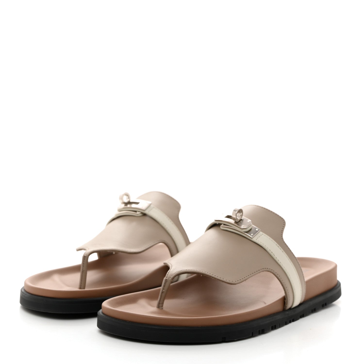 Hermes Calfskin Womens Empire Sandals 39 Beige Mastic Beige Glaise 3 of 8