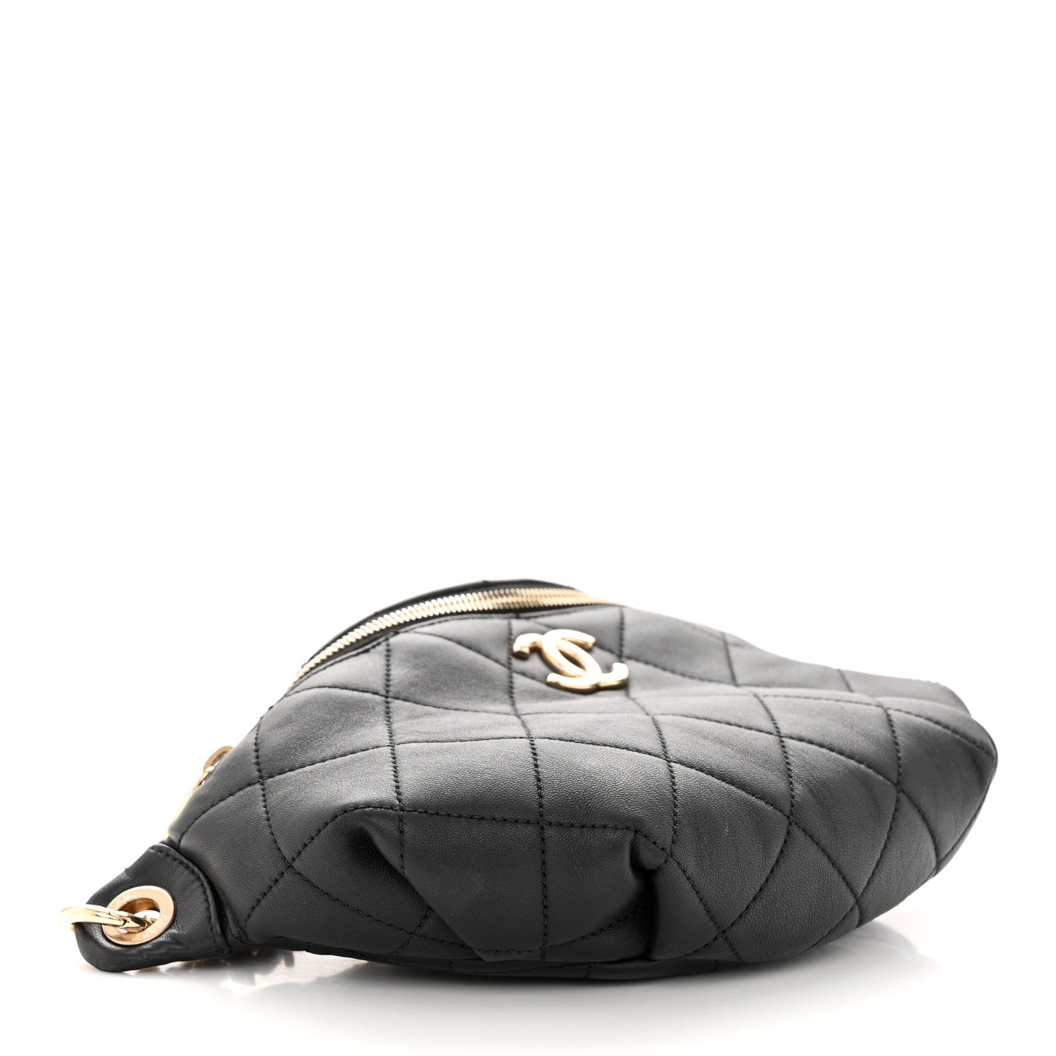 Chanel Lambskin Quilted Resin Bi-Color Waist Bag Fanny Pack Black 4 of 13
