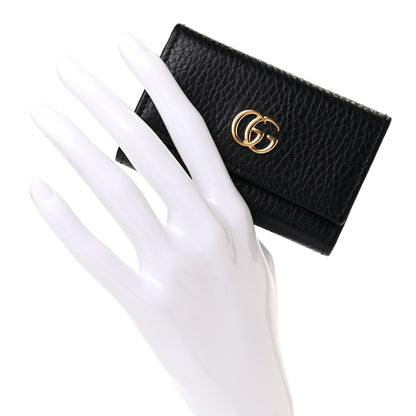 Gucci Pebbled Calfskin GG Marmont 6 Key Holder Black 2 of 7