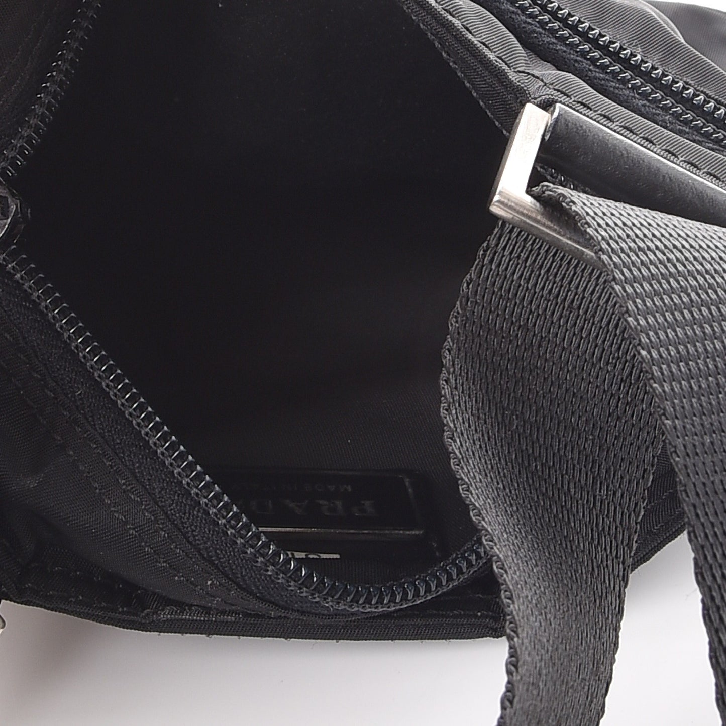 Nylon Small Flat Messenger Bag Black