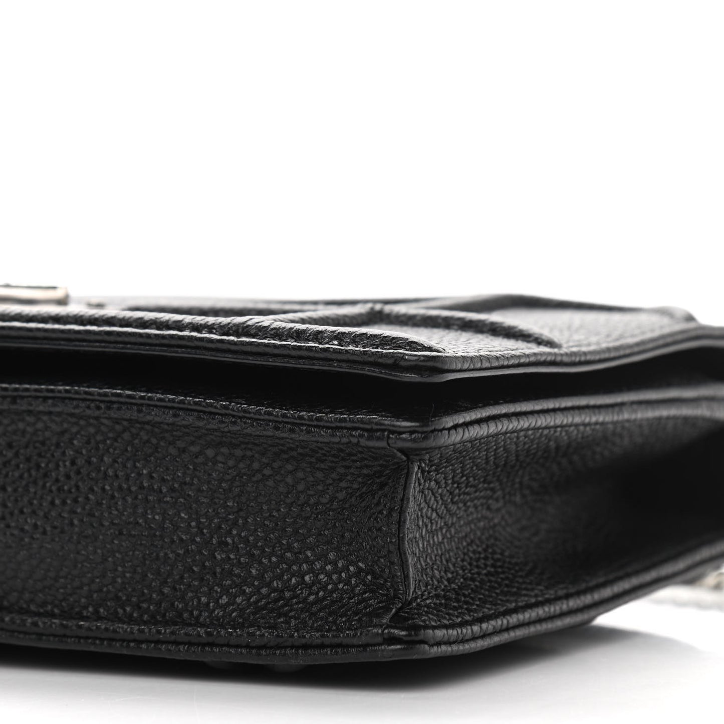 Grained Calfskin Diorama Wallet on Chain Pouch Black