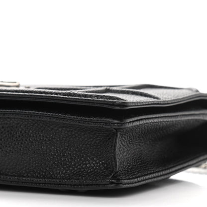 Christian Dior Grained Calfskin Diorama Wallet on Chain Pouch Black 9 of 13