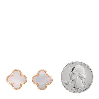 Van Cleef & Arpels 18K Yellow Gold Mother of Pearl Vintage Alhambra Earrings 2 of 5