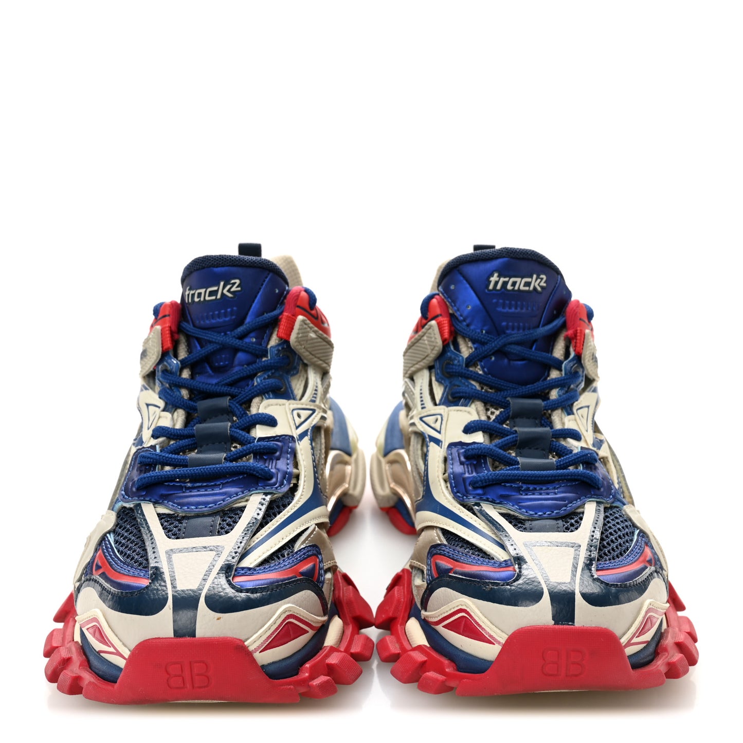 Rubber Mesh Bi-Color Womens Track.2 Open Sneakers 39 Beige Blue Red