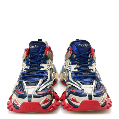 Balenciaga Rubber Mesh Bi-Color Womens Track.2 Open Sneakers 39 Beige Blue Red 3 of 9