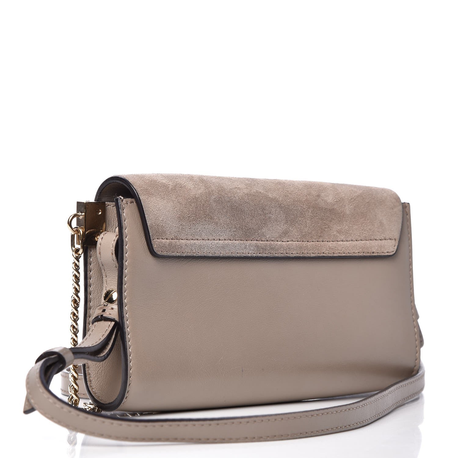 Chloe Suede Calfskin Mini Faye Shoulder Bag Motty Grey 3 of 9