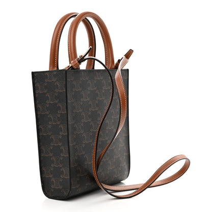 Celine Triomphe Canvas Calfskin Mini Vertical Cabas Tan 3 of 12