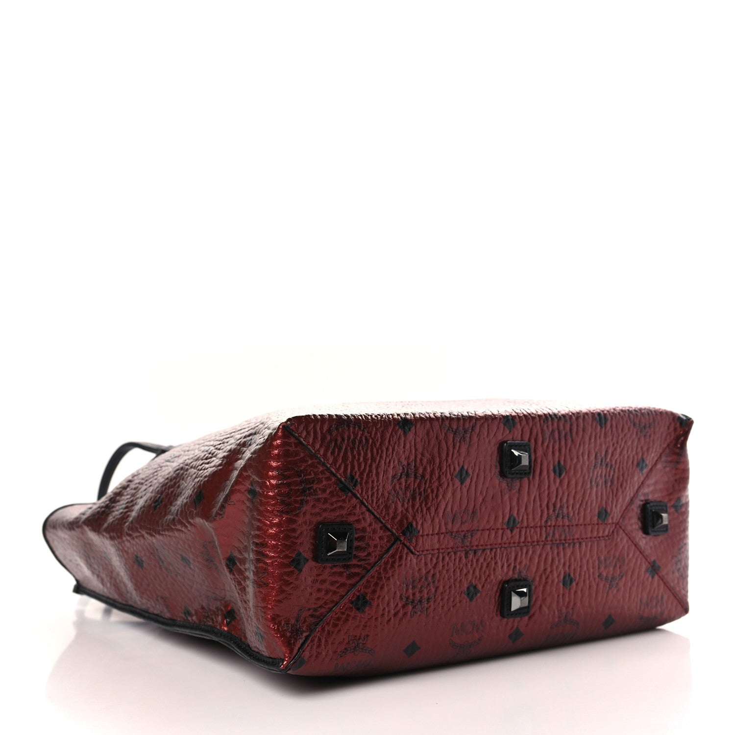 MCM Metallic Visetos Medium Kira North South Shopper Tote Scooter Red 5 of 9