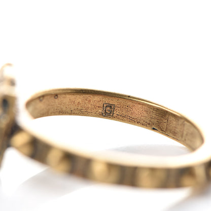 Gucci Metal Feline Head Ring 16 Aged Gold 5 of 6