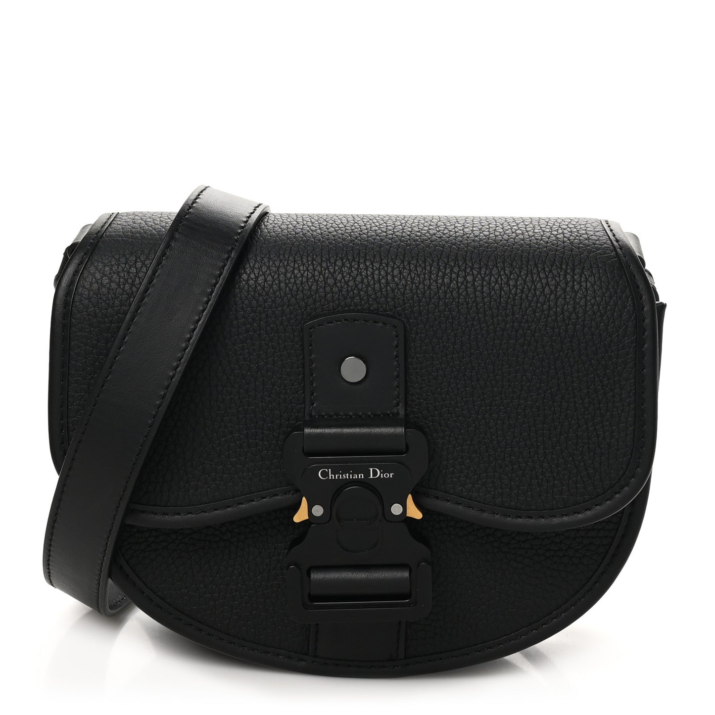 Grained Calfskin Mini Gallop Bag With Strap Black