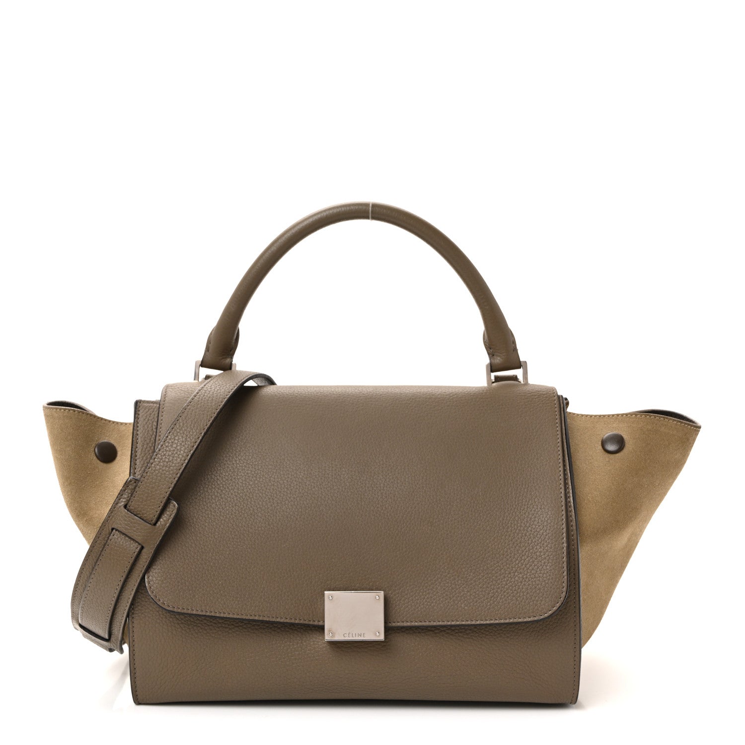 Celine Drummed Calfskin Suede Medium Trapeze Souris 1 of 9