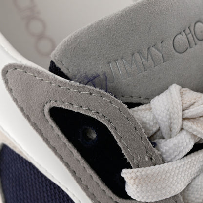 Jimmy Choo Calfskin Neoprene Mens Raine Sneakers 43 Navy Grey White 11 of 12