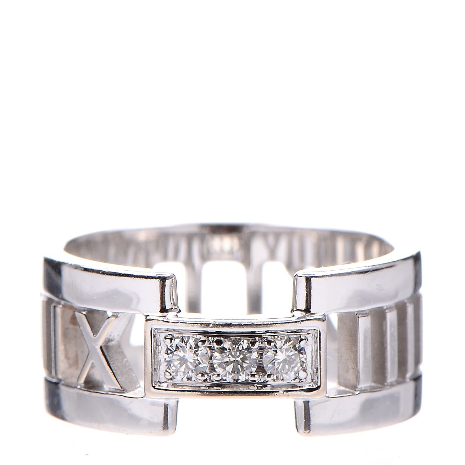 Tiffany 18K White Gold Diamond Open Atlas Ring 52 6 1 of 5